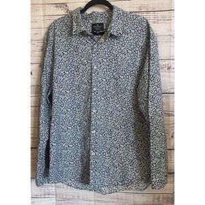 American Eagle seriously soft XXL blue Floral Button Down long sleeve shirt EUC